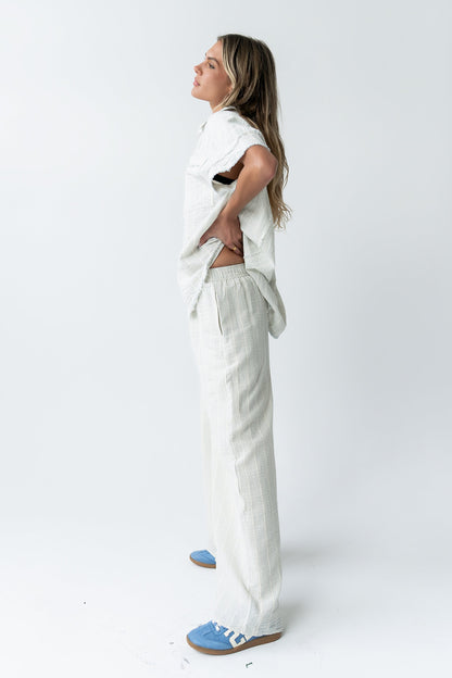 Belen Striped Wide Leg Pants in Denim Blue