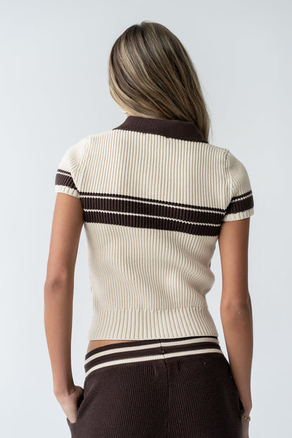 Brea Collared Sweater in Brown - FINAL SALE