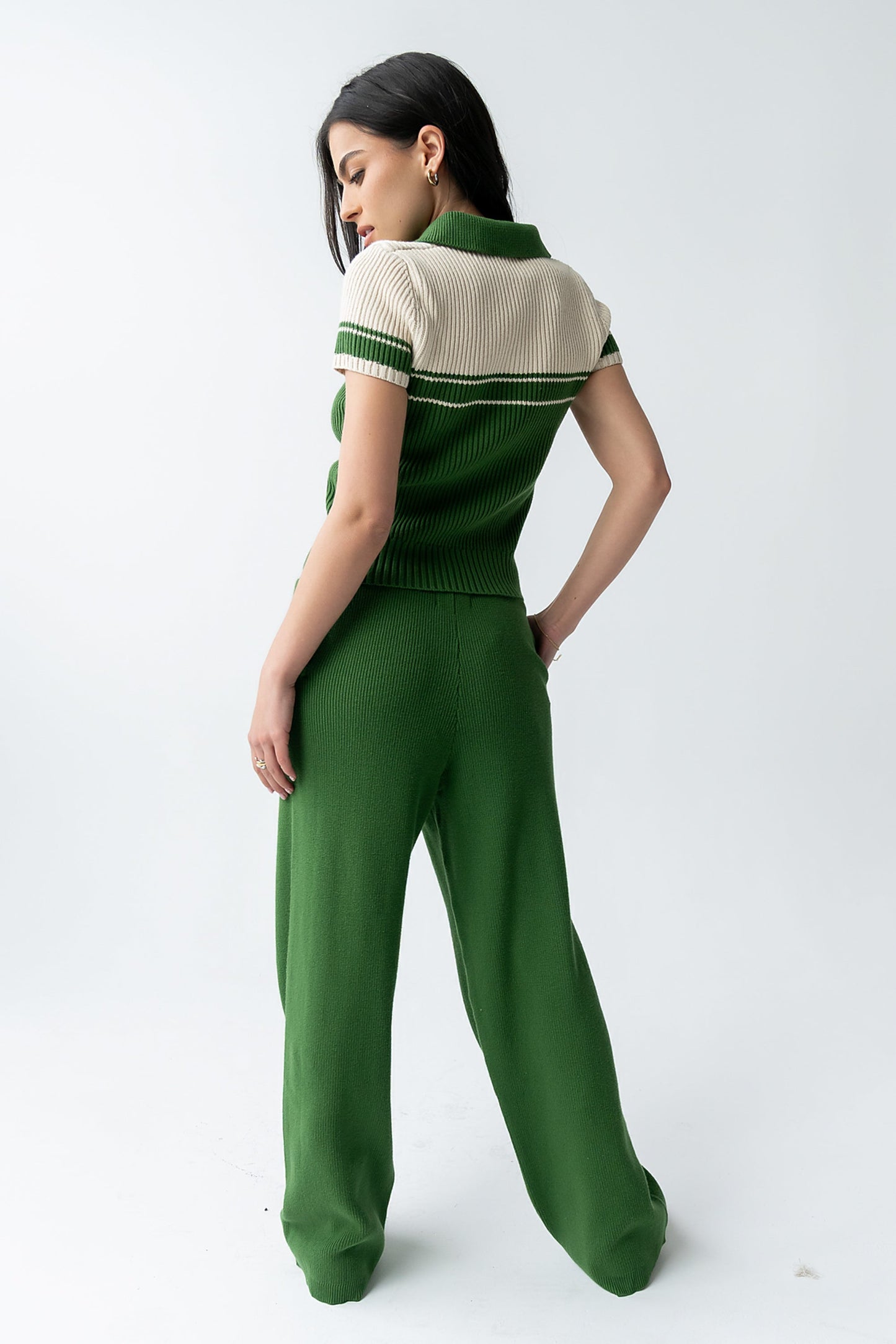 Brea Collared Sweater in Green - FINAL SALE