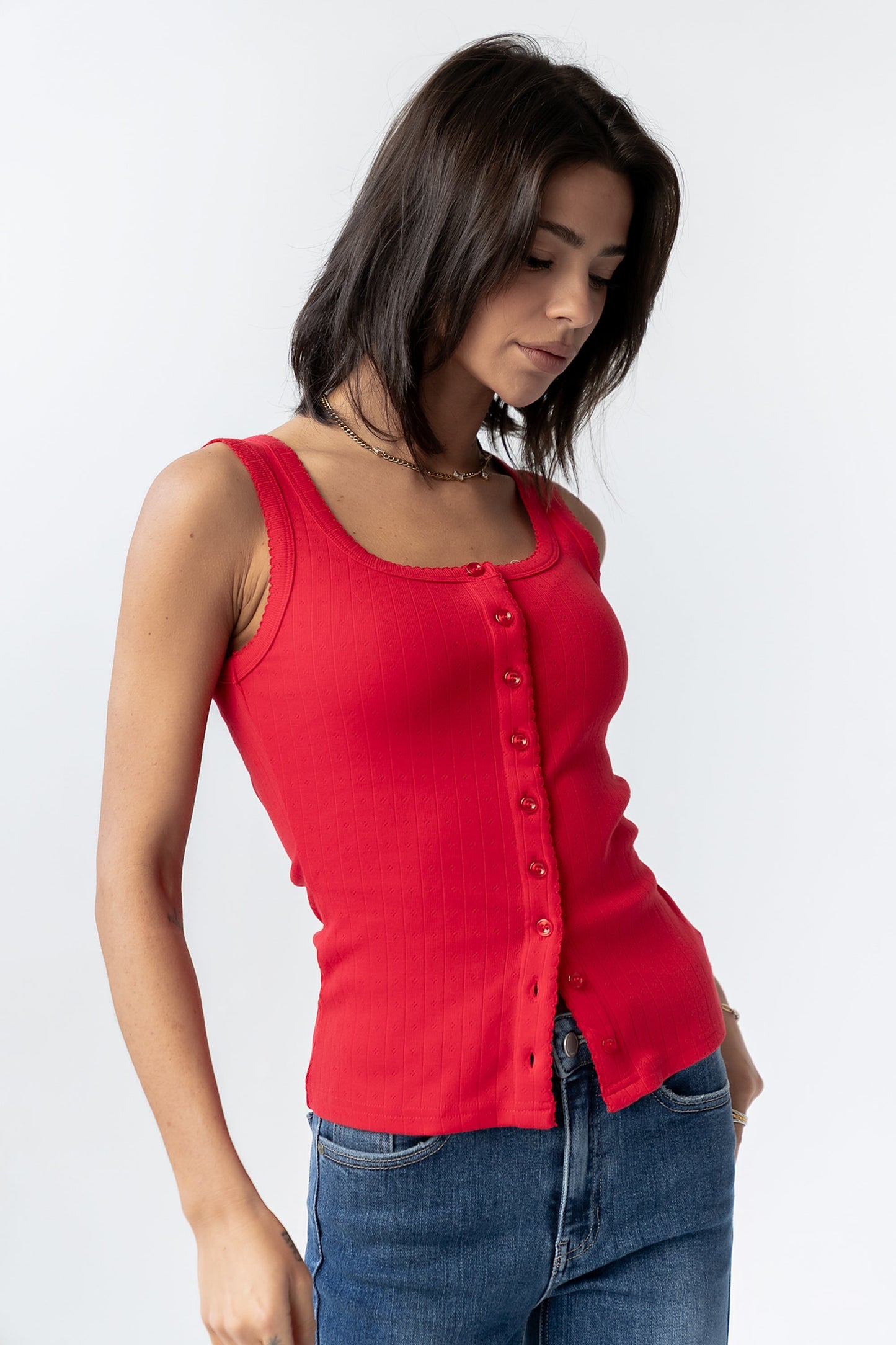 Apollo Knit Tank Top in Red
