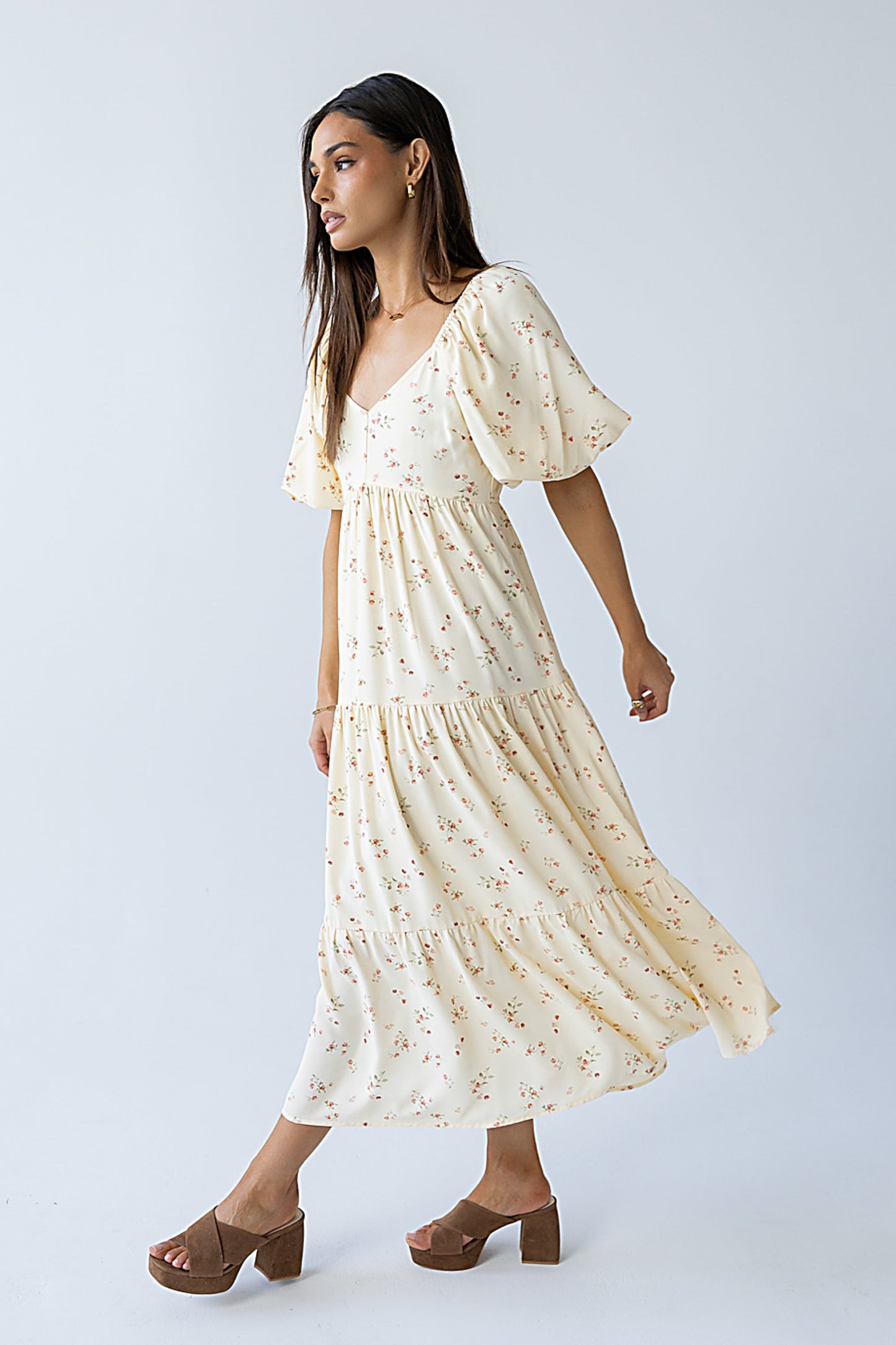Amy Floral Maxi Dress in Yellow