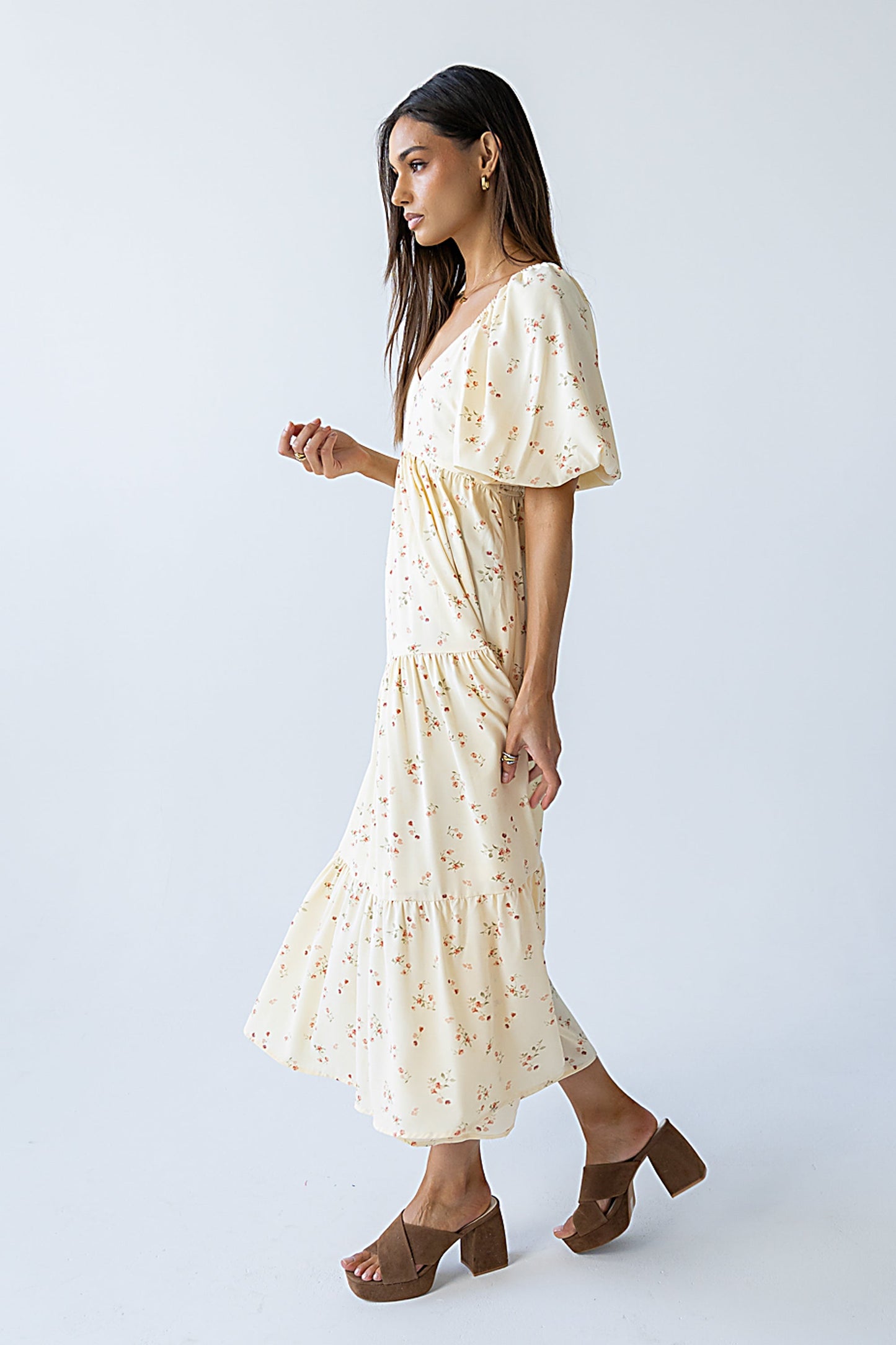 Amy Floral Maxi Dress in Yellow