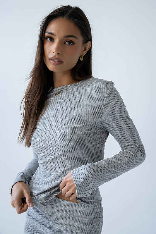 Bonnie Polka Dot Top in Grey