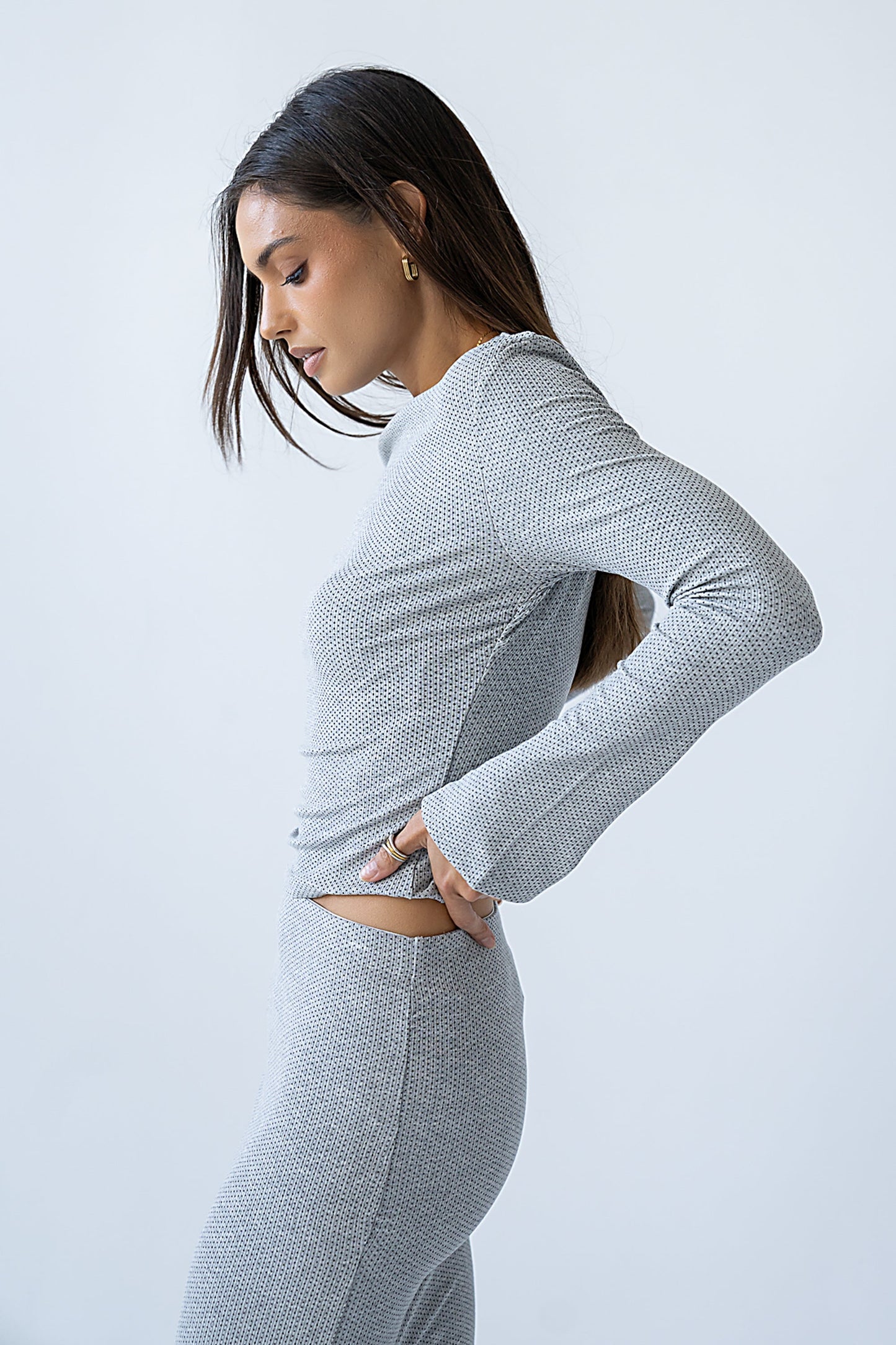 Bonnie Polka Dot Top in Grey