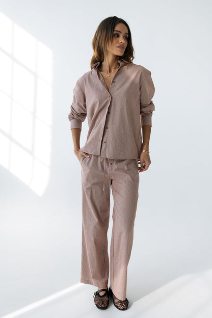 Hailey Striped Baggy Pants in Mauve