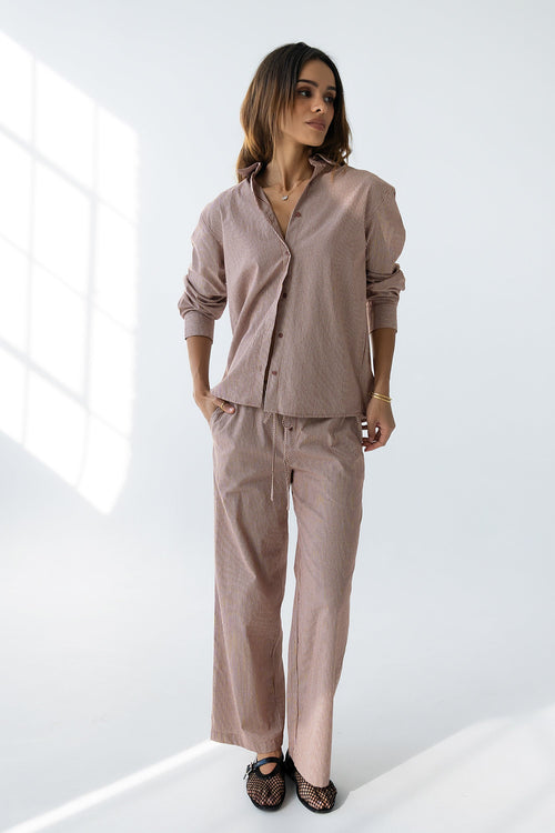 Hailey Striped Baggy Pants in Mauve
