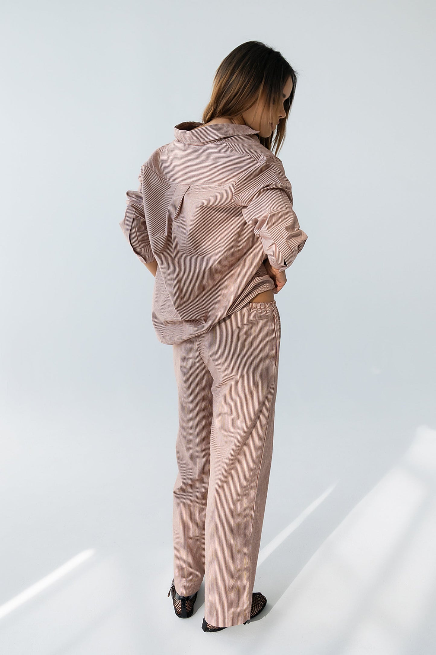 Hailey Striped Baggy Pants in Mauve