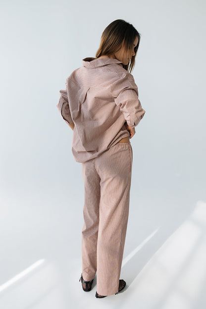 Hailey Striped Baggy Pants in Mauve