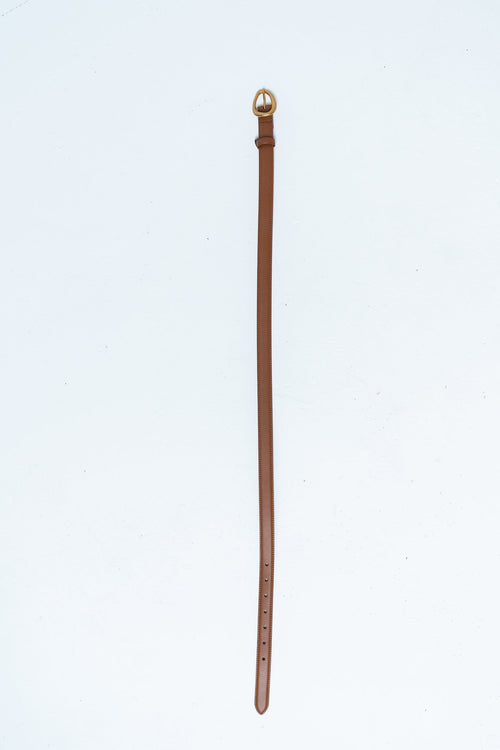 Delia Brushed Gold Belt in Tan