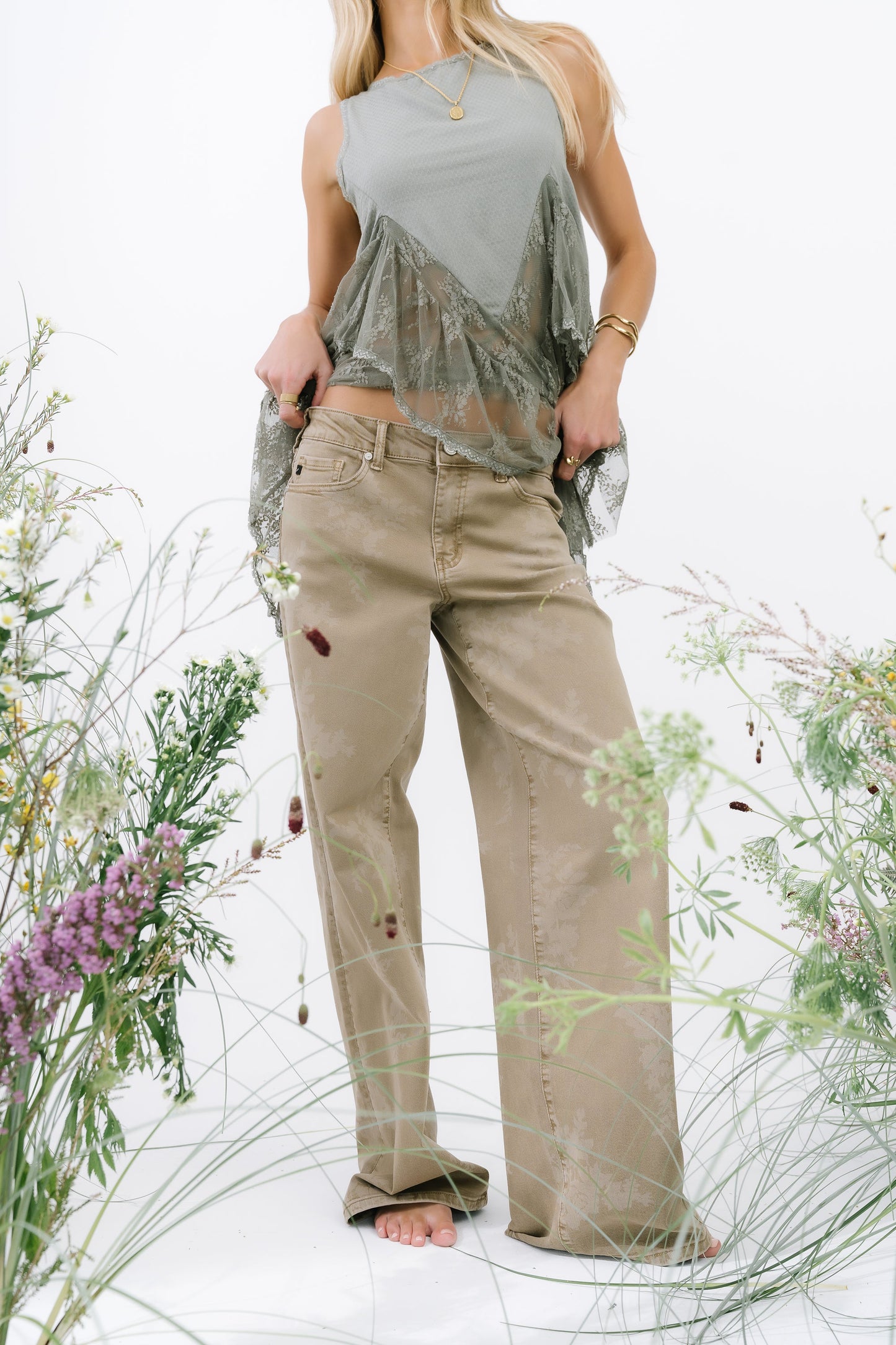 Brenda Floral Wide Leg Jeans
