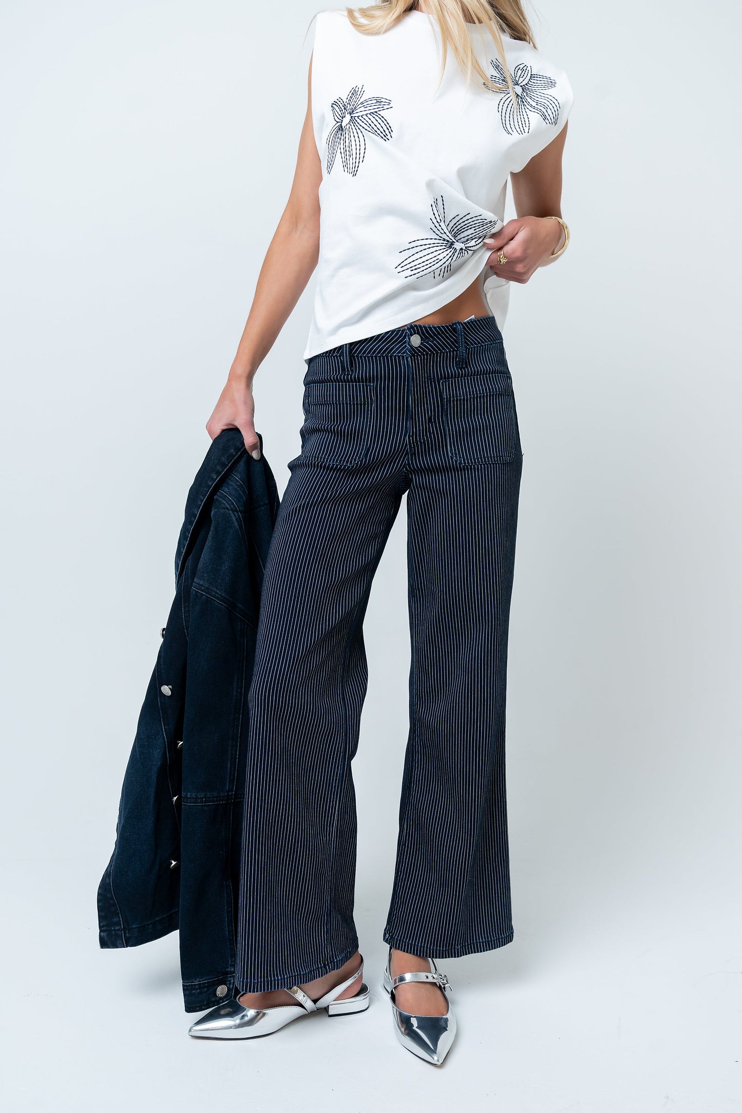 Ariana Striped Wide Leg Jeans