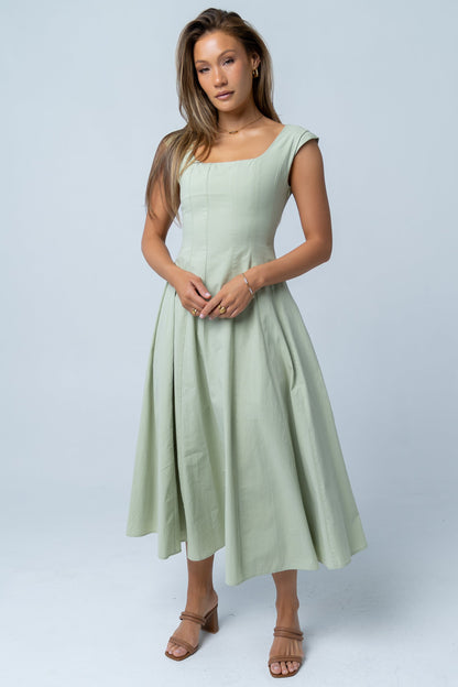 Colin Midi Dress in Sage