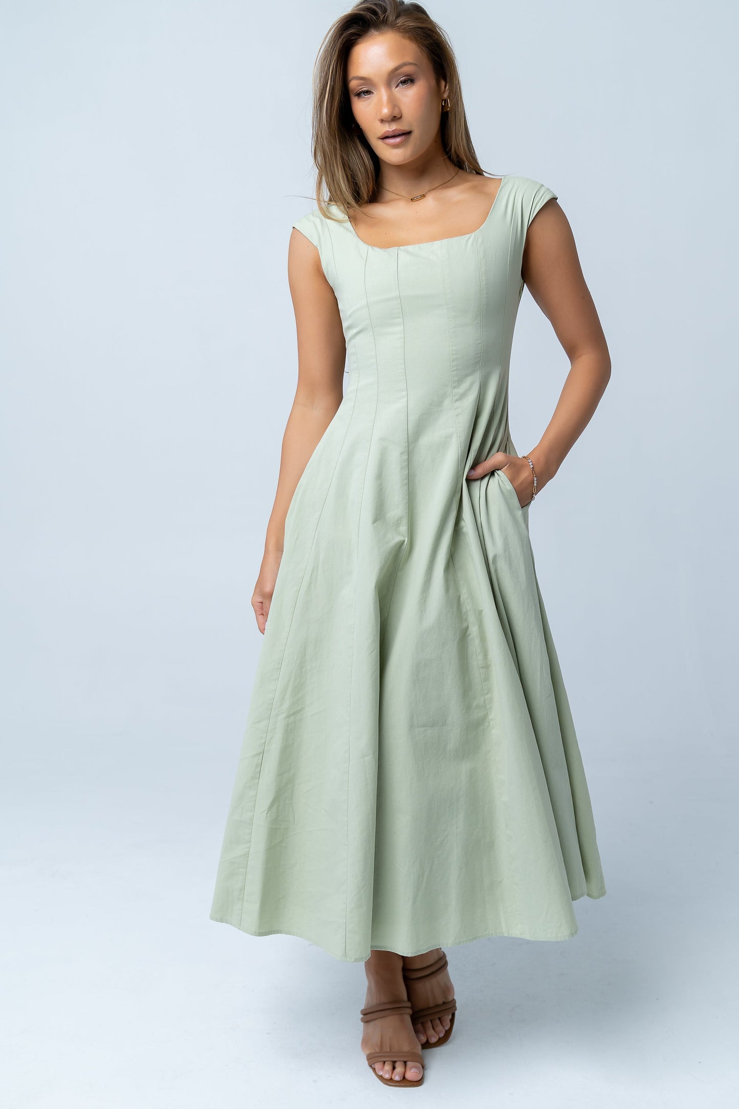 Colin Midi Dress in Sage