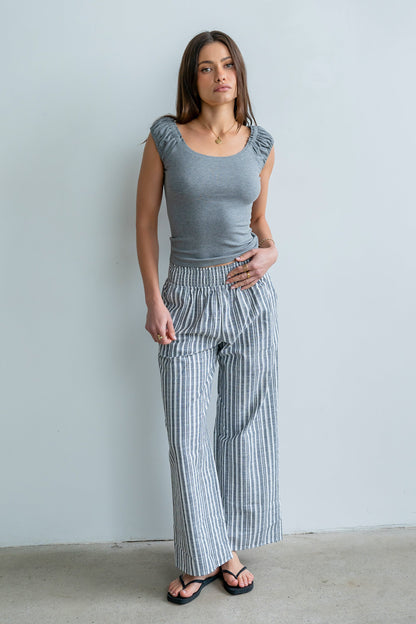 Ace Ribbed Top in Heather Grey