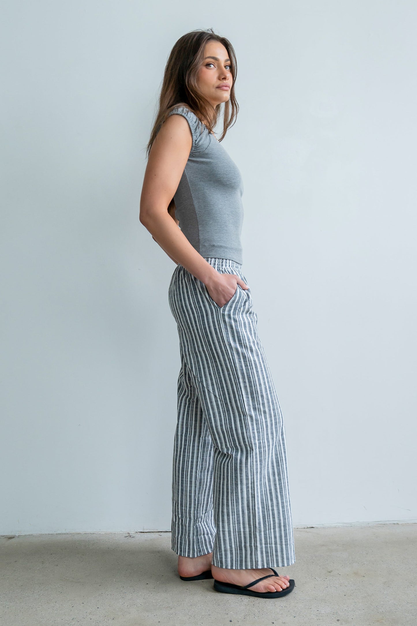 Indiana Striped Pants in Black