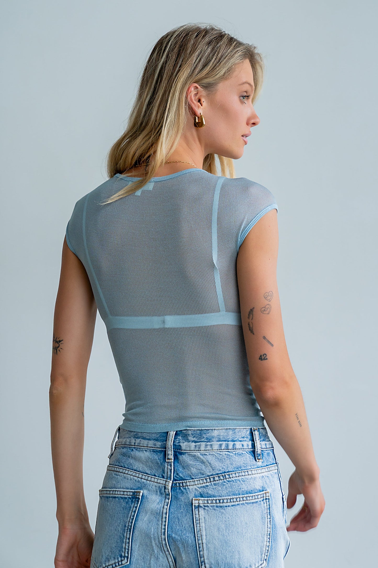 Brandy Mesh Top in Blue - FINAL SALE
