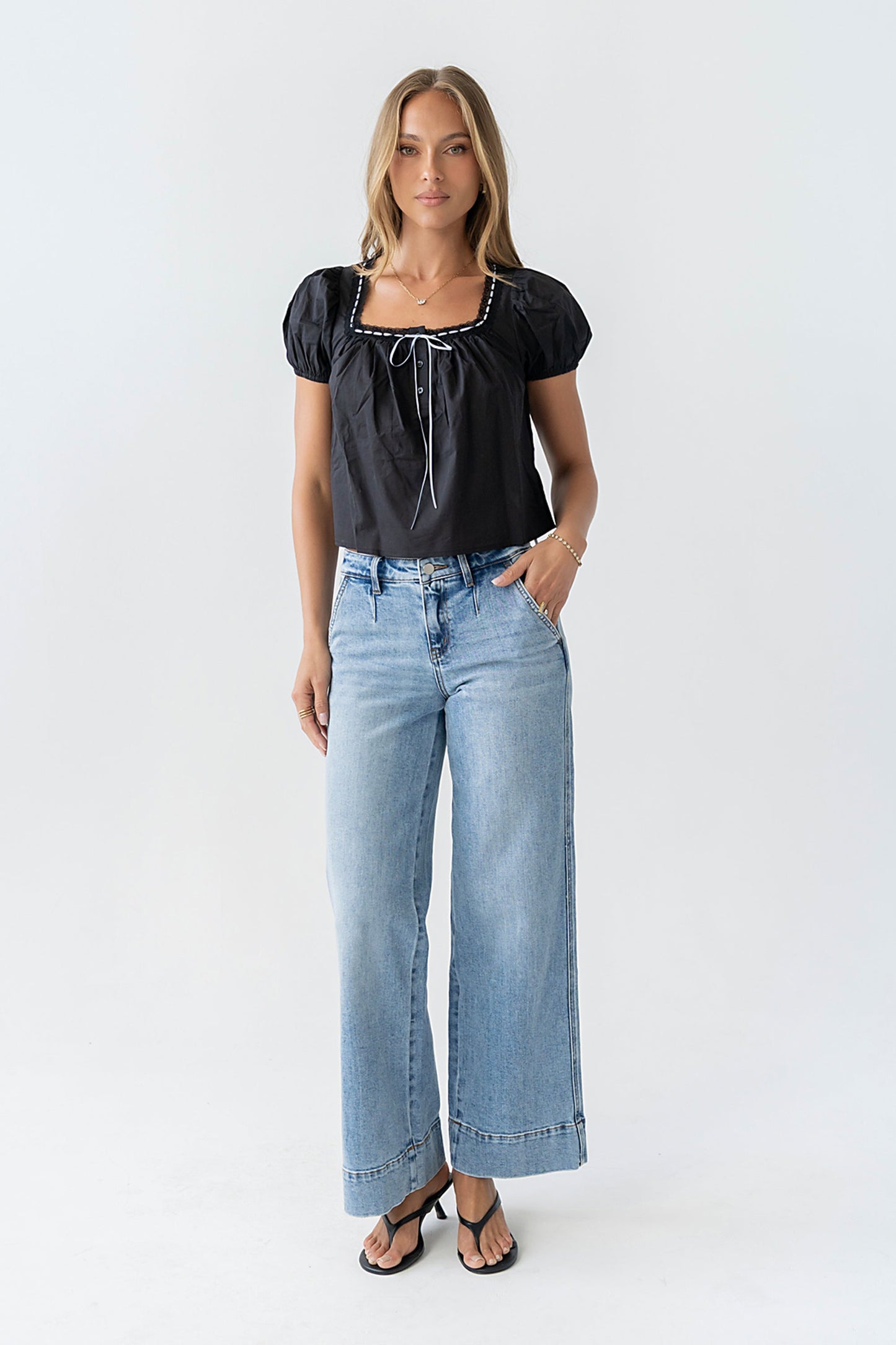 Claire Poplin Blouse in Black