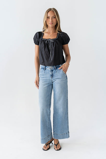 Claire Poplin Blouse in Black