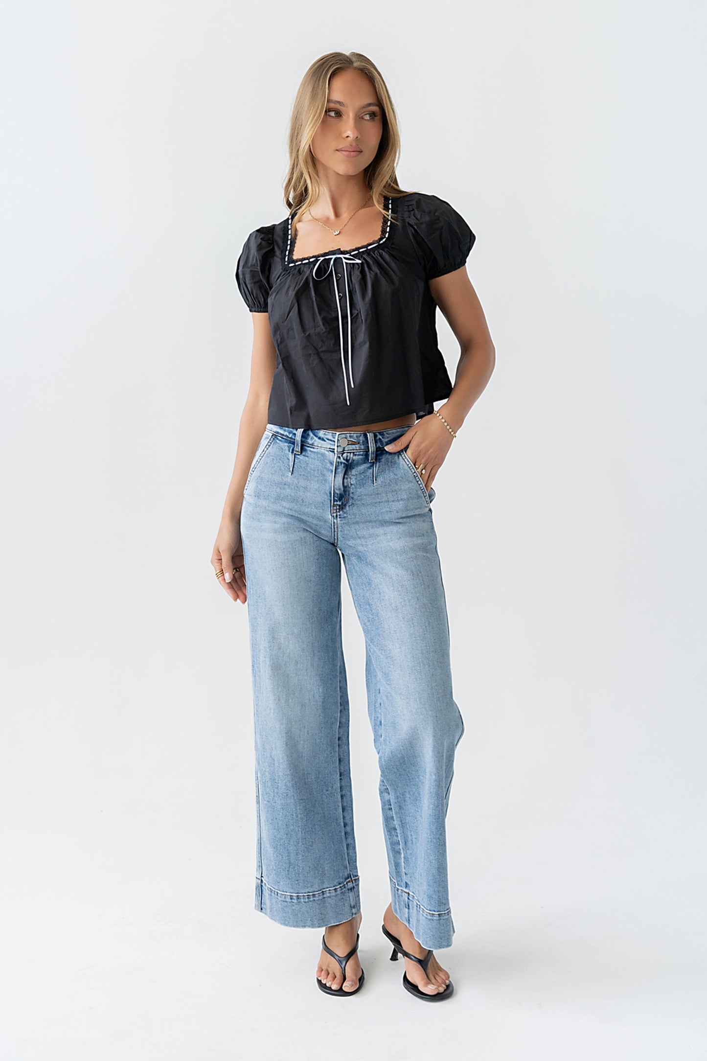 Claire Poplin Blouse in Black