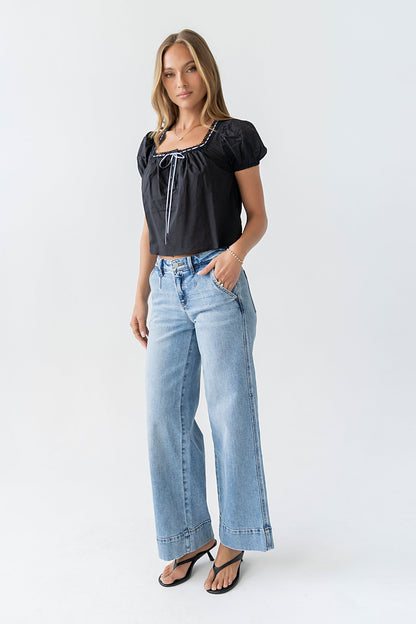 Claire Poplin Blouse in Black
