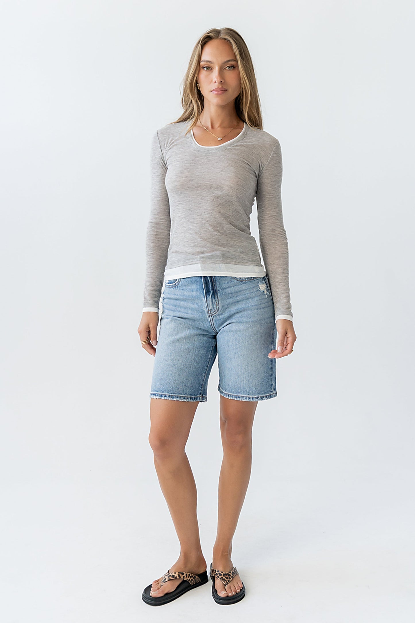 Brinley Layered Top in Heather Grey