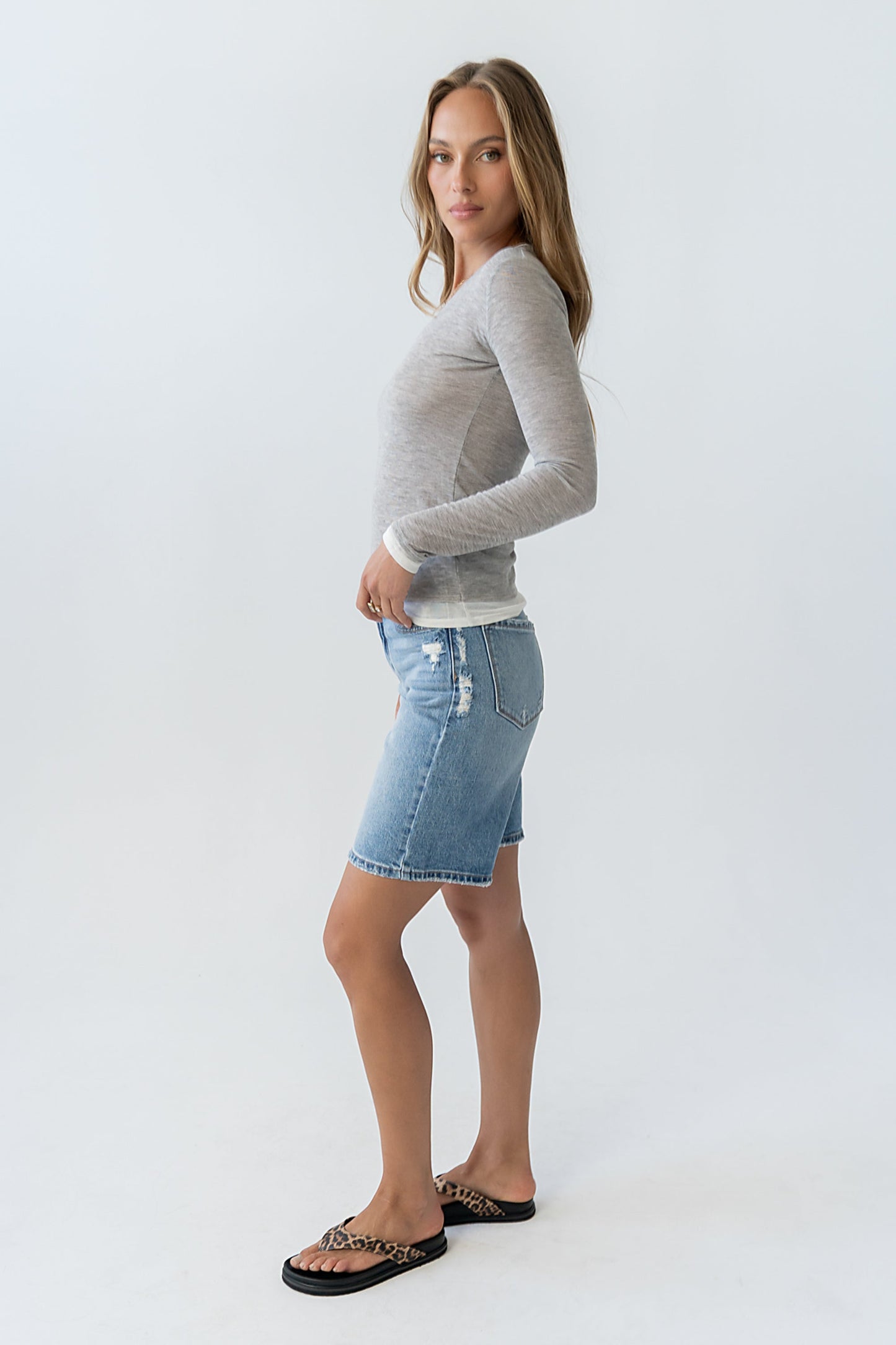 Brinley Layered Top in Heather Grey