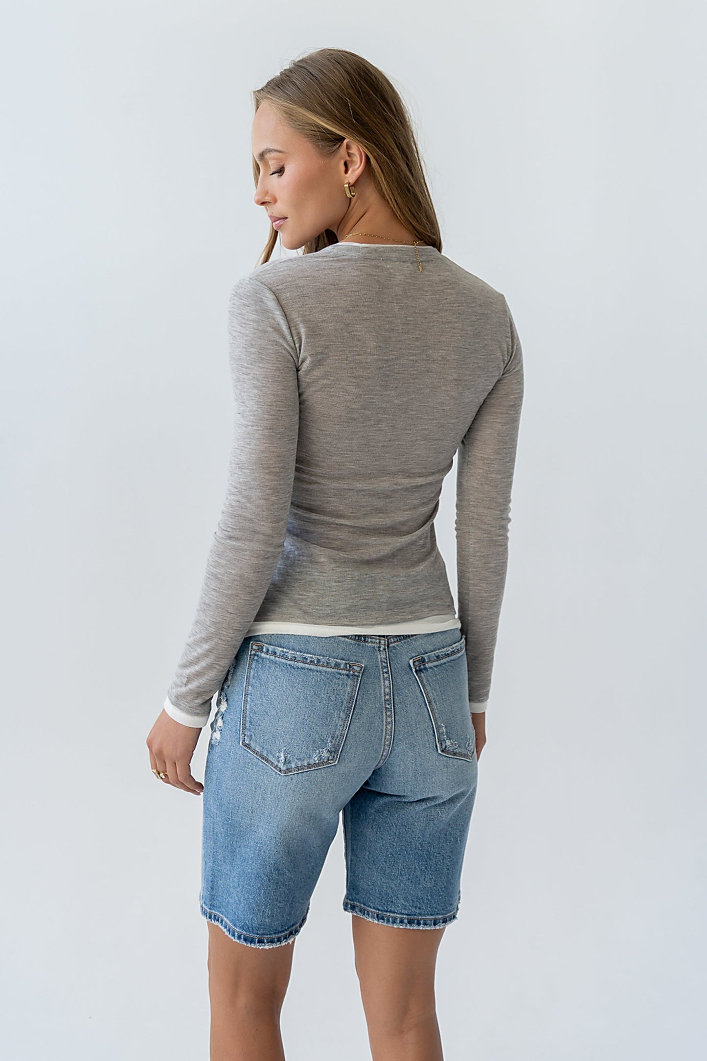 Brinley Layered Top in Heather Grey