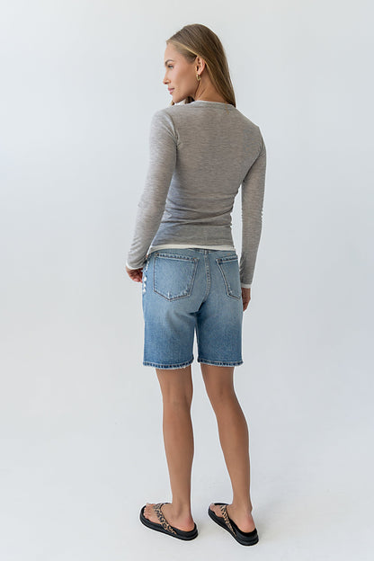 Brinley Layered Top in Heather Grey