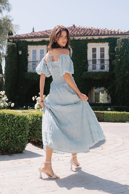 Beckie Smocked Maxi Dress in Blue