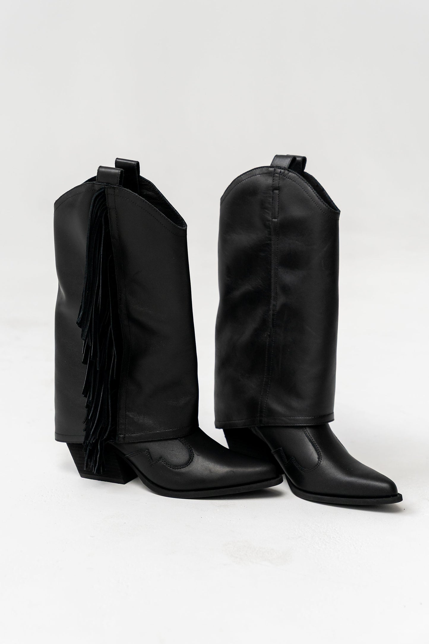Deston Fringe Boots in Black