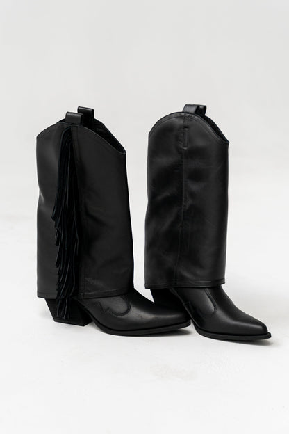 Deston Fringe Boots in Black