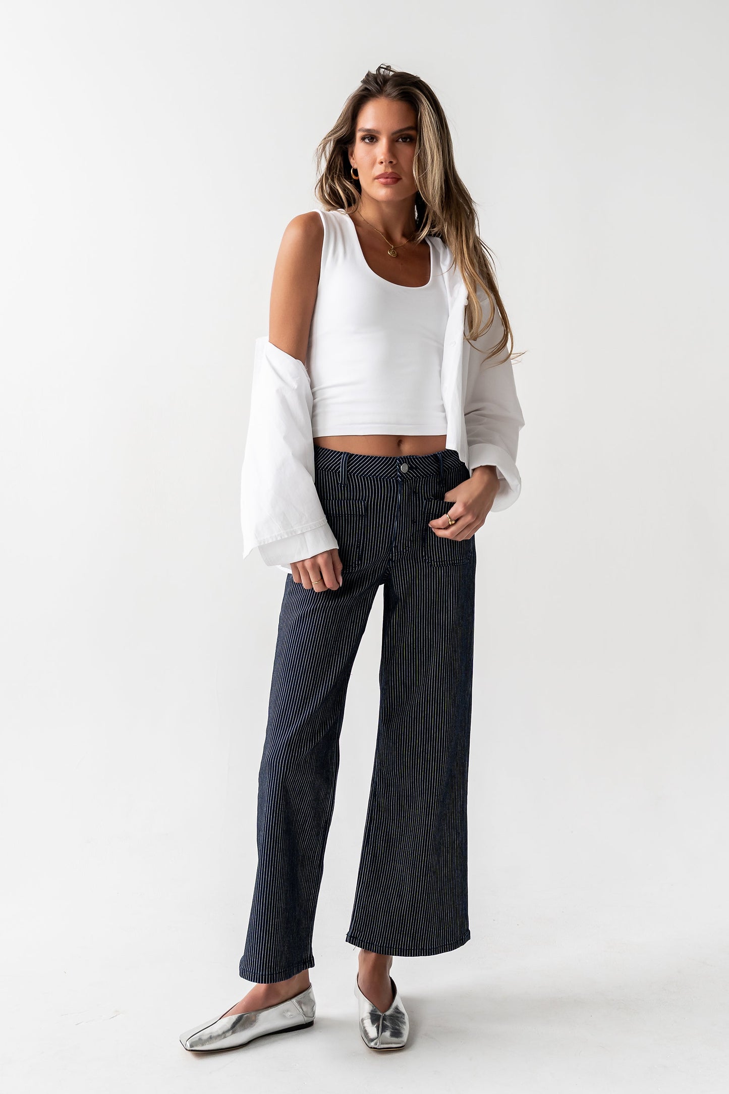 Ariana Striped Wide Leg Jeans