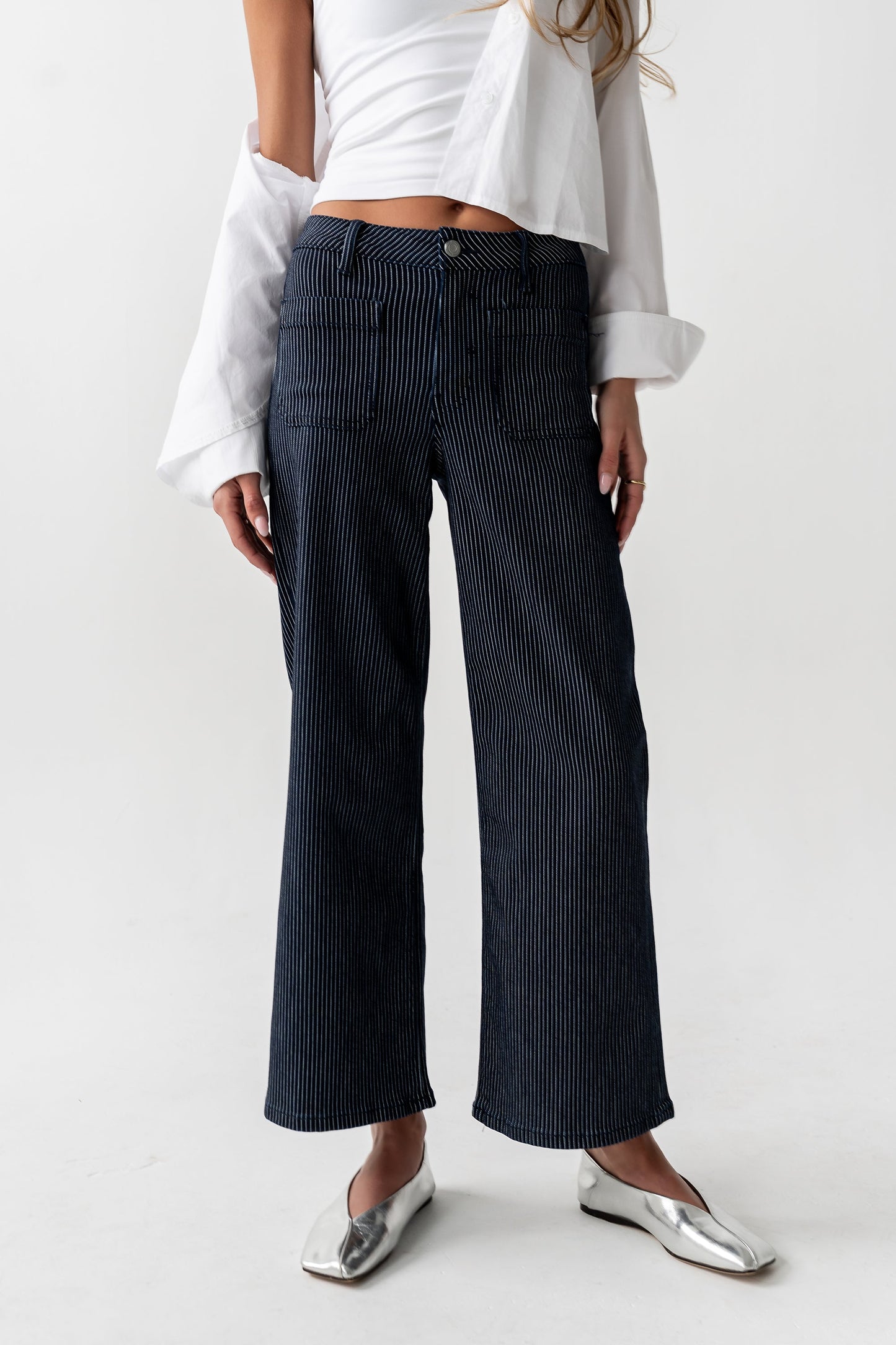 Ariana Striped Wide Leg Jeans