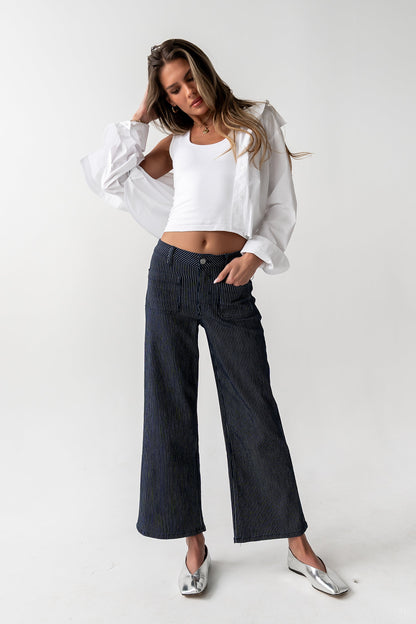 Ariana Striped Wide Leg Jeans