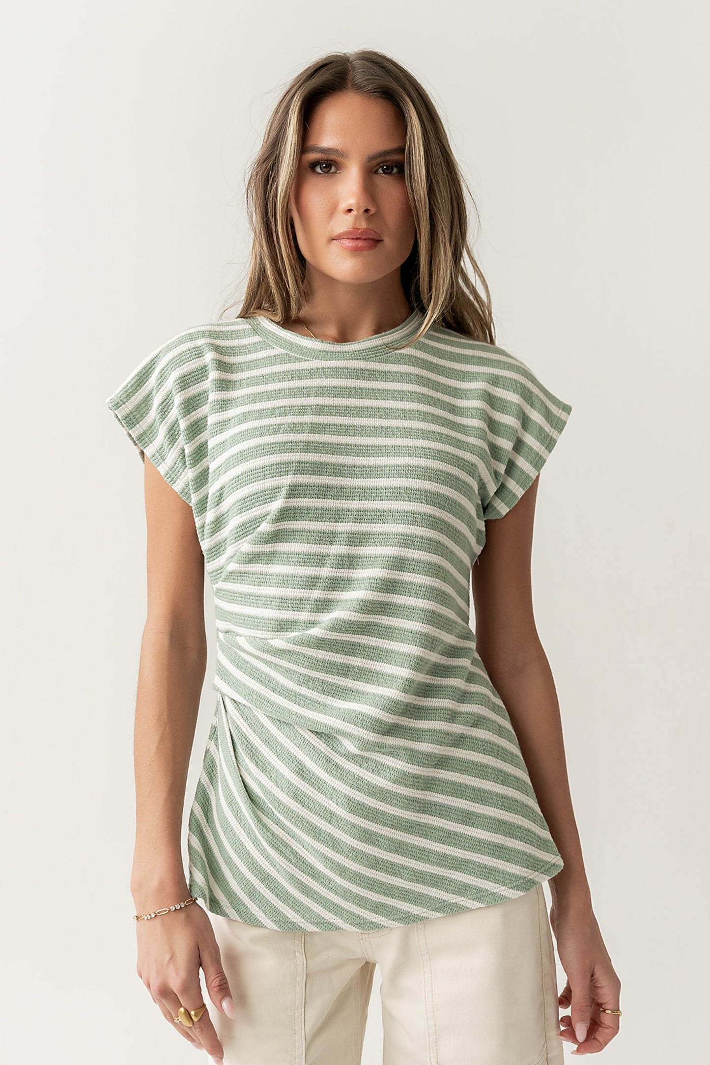 Devin Striped Top in Green
