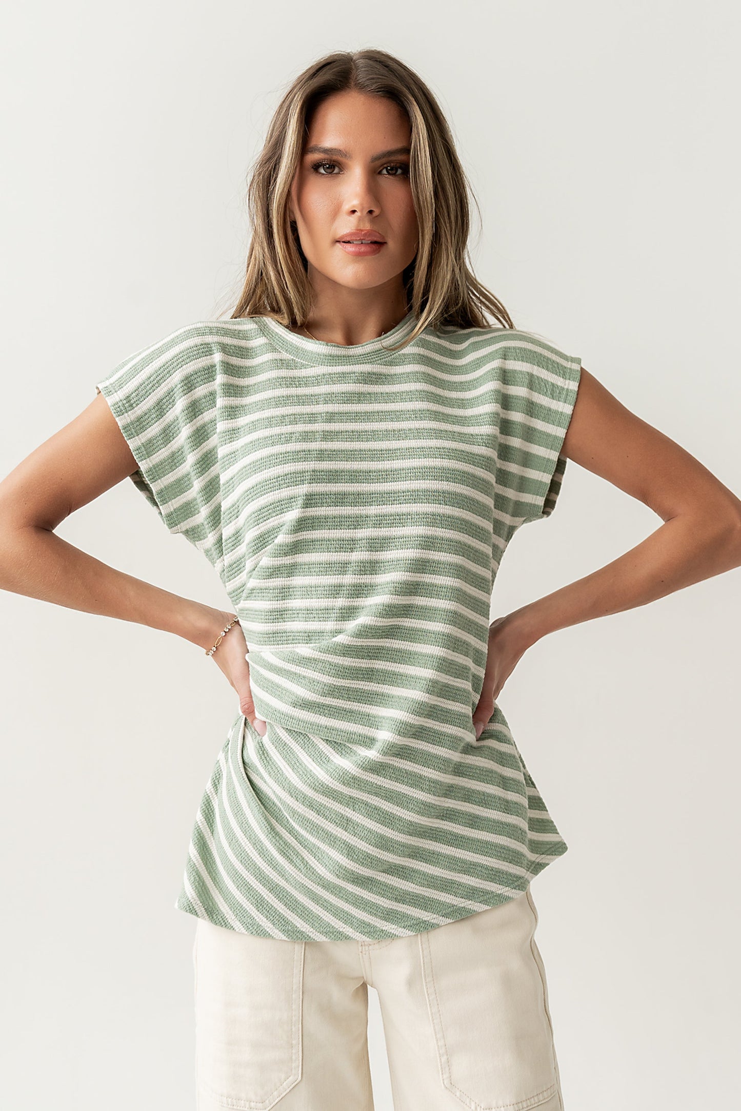 Devin Striped Top in Green