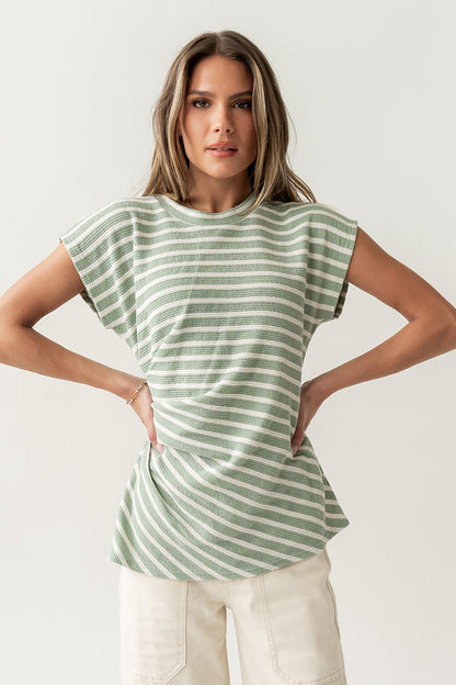 Devin Striped Top in Green