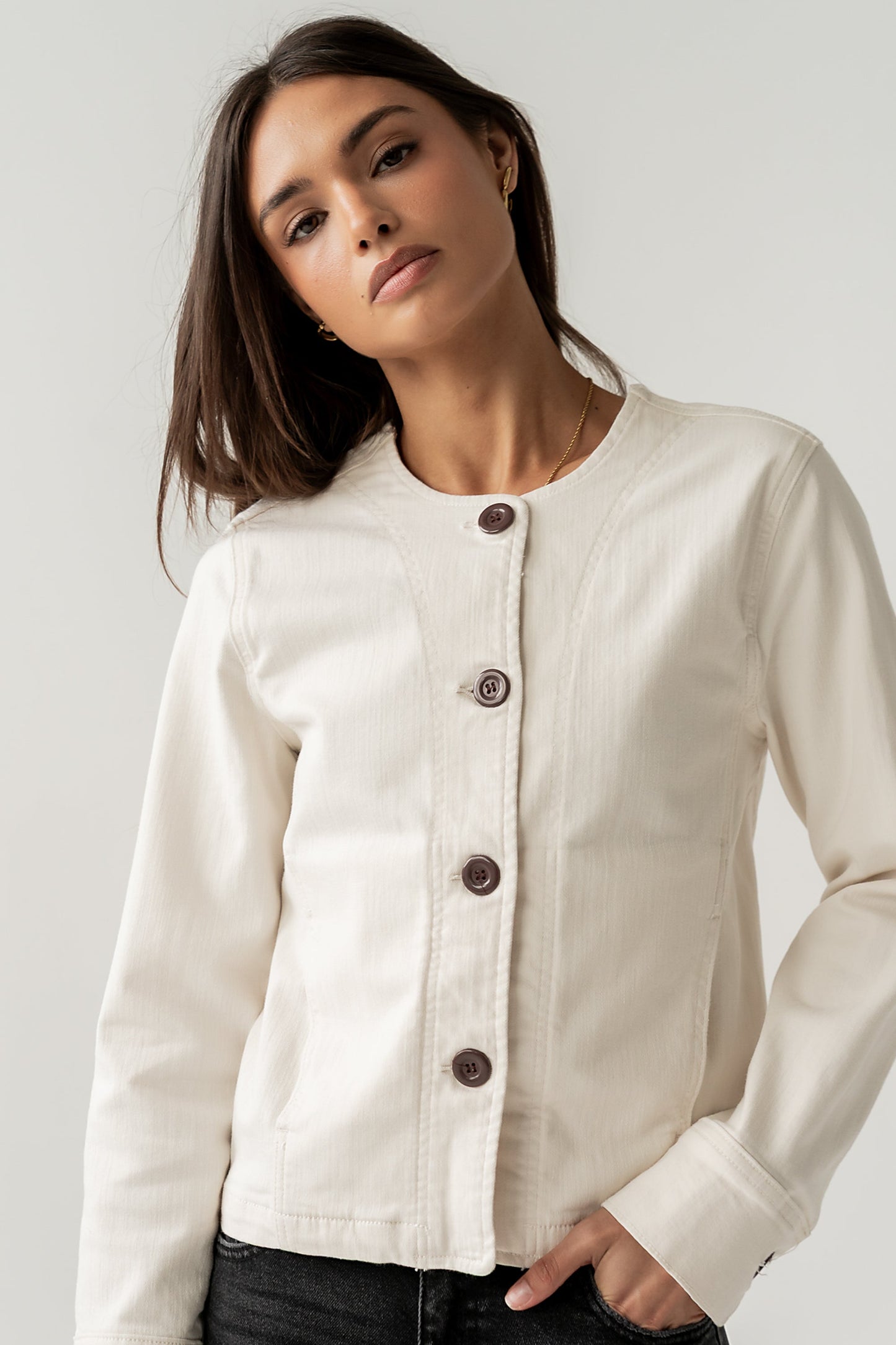 Cozette Barrel Jacket in Off White