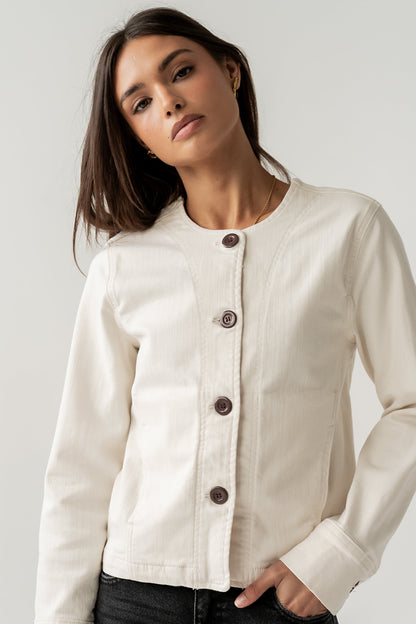 Cozette Barrel Jacket in Off White