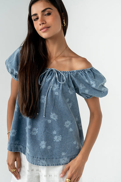 Brinklee Floral Denim Top