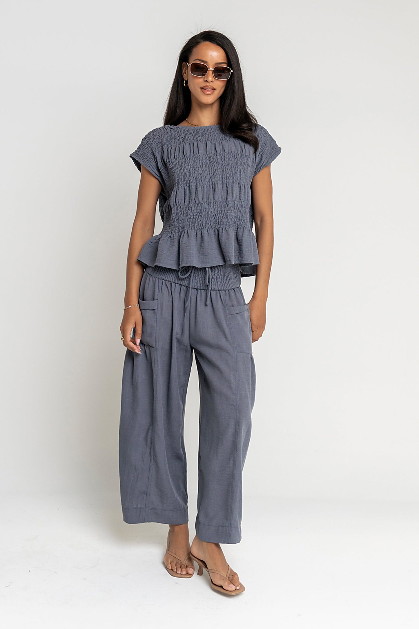Ashton Wide Leg Pants in Blue