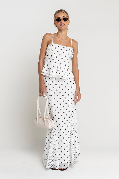 Freida Polka Dot Maxi Skirt in Ivory