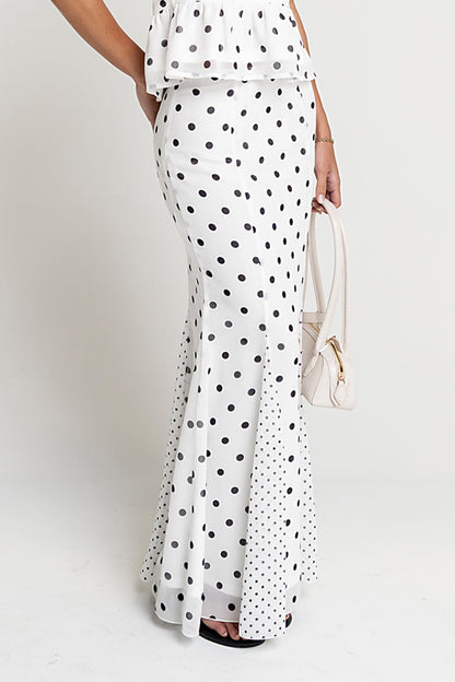 Freida Polka Dot Maxi Skirt in Ivory