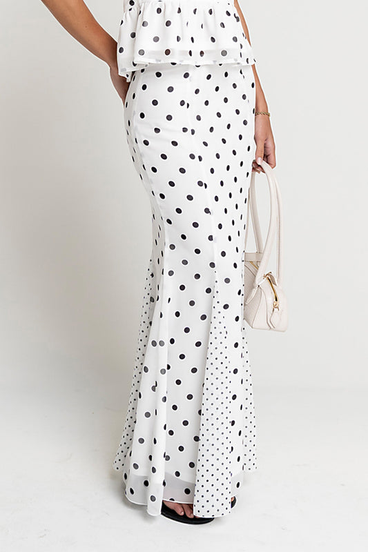 Freida Polka Dot Maxi Skirt in Ivory