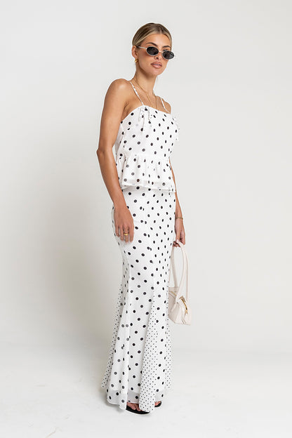 Freida Polka Dot Maxi Skirt in Ivory