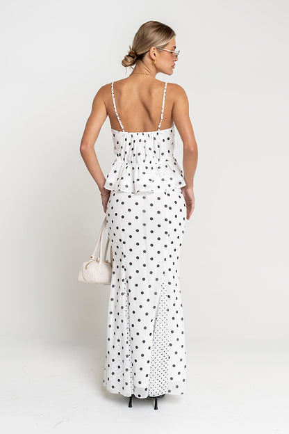 Freida Polka Dot Maxi Skirt in Ivory