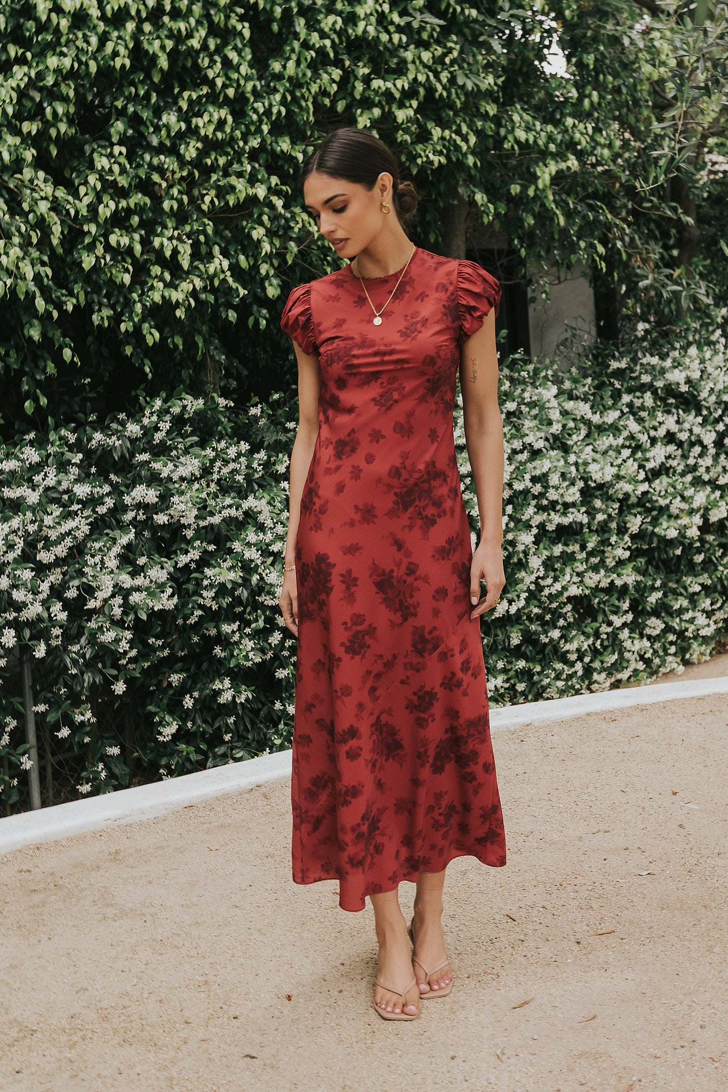 Ellianna Floral Maxi Dress in Brick