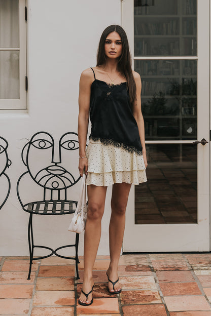 Berkley Lace Trim Tank in Black