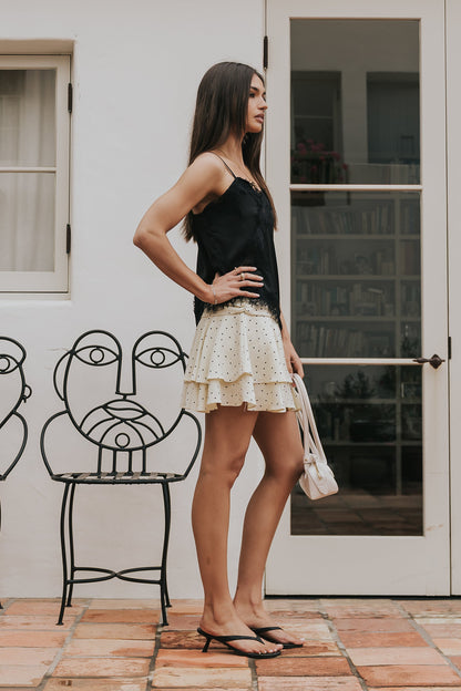 Berkley Lace Trim Tank in Black
