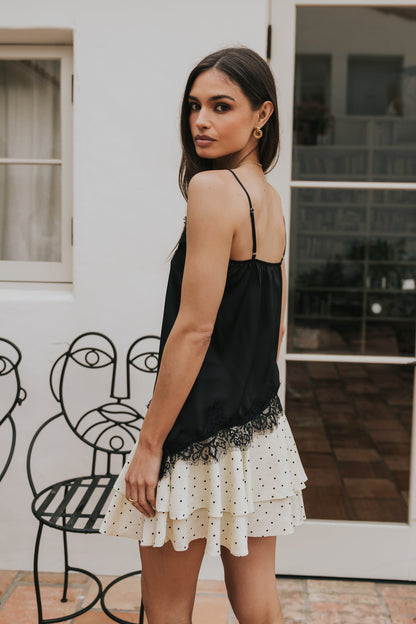 Berkley Lace Trim Tank in Black